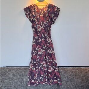 Cleobella Purple Floral Dress Flutter Sleeves M